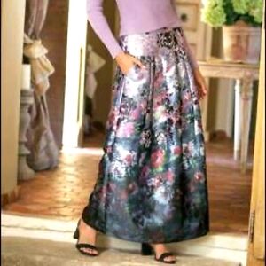 Soft Surrounding Astor Metalic Floral Print Maxi Skirt